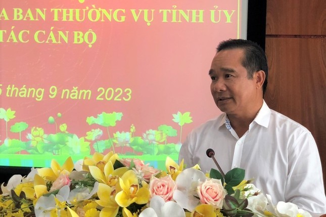 Ông Nguyễn Văn Được, Bí thư tỉnh ủy Long An phát biểu tại buổi công bố quyết định.