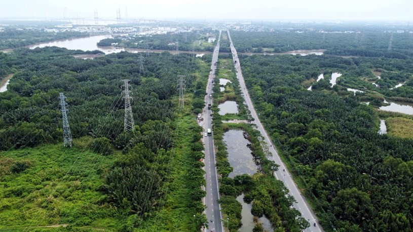 Đường Nguyễn Hữu Thọ nhìn từ trên cao (Ảnh: Trung tâm báo chí TP Hồ Chí Minh)