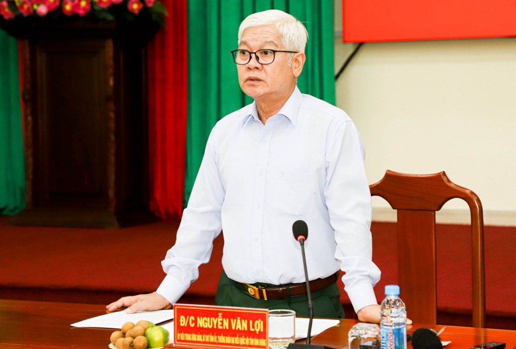 Ông Nguyễn Văn Lợi, Bí thư Tỉnh ủy phát biểu kết luận tại buổi làm việc
