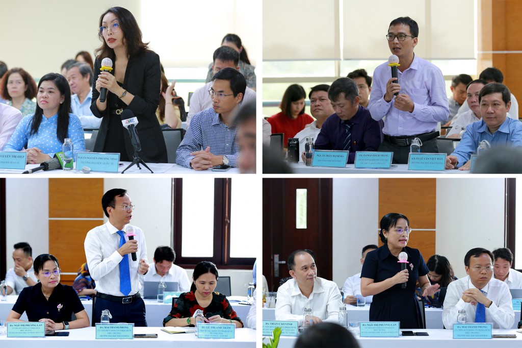 Các nhà khoa học, lãnh đạo trường thành viên của ĐHQG TPHCM trao đổi về những khố khăn, vướng mắc trong hoạt động nghiên cứu, quản lý - Ảnh: VGP/Minh Khôi