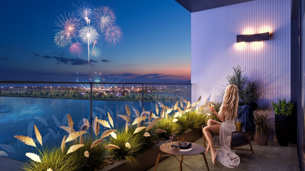 Ban công một căn hộ tại Panoma 2 thuộc Sun Cosmo Residence Da Nang. Ảnh phối cảnh minh họa