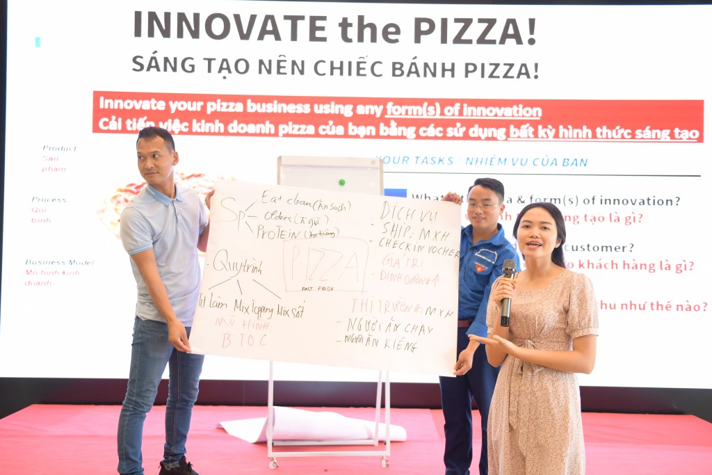 Thanh niên khởi nghiệp trình bày về ý tưởng và mô hình kinh doanh tại Hội nghị tập huấn Bồi dưỡng Kiến thức về Khởi nghiệp, Chuyển đổi số ở Hà Nam năm 2023