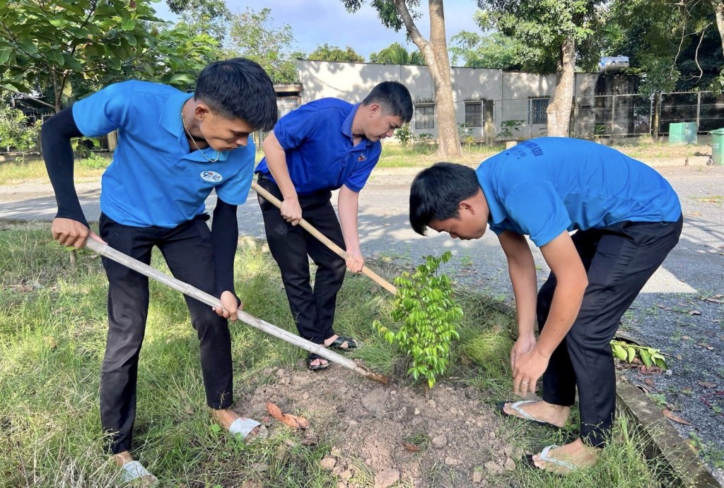 Đoàn viên thanh niên huyện Bắc Tân Uyên tham gia trồng cây xanh