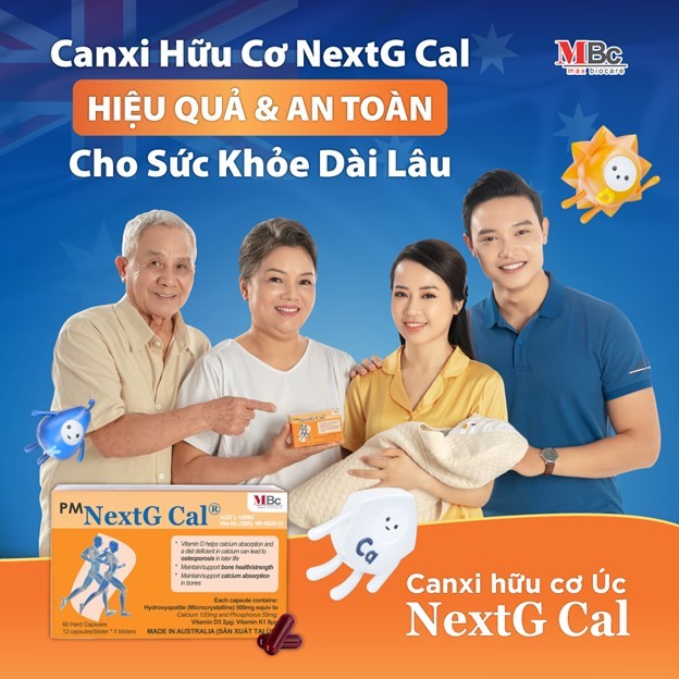 Thuốc canxi hữu cơ Úc NextG Cal - Định hướng canxi vào tận mô xương