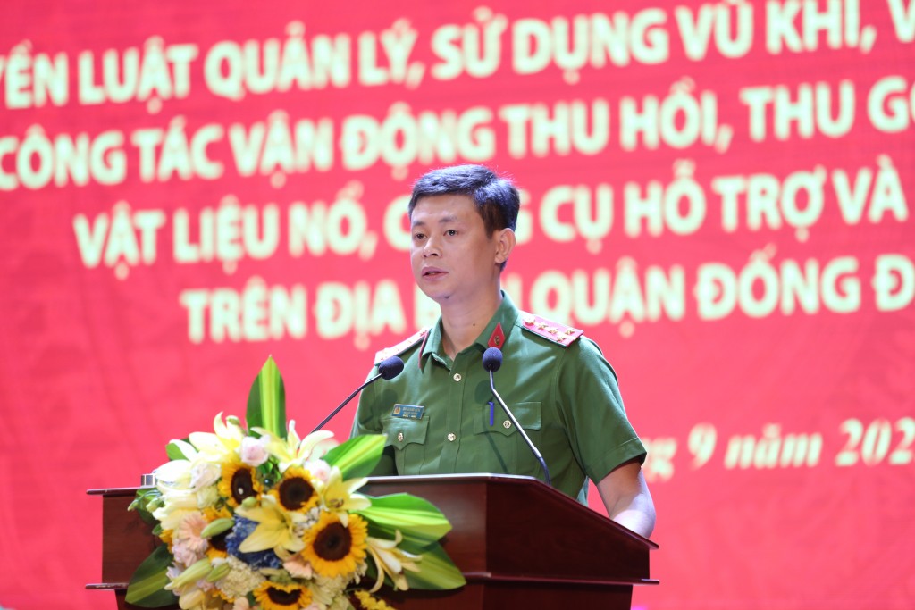 Đại úy Bùi Quang Hưng - Phó Đội trưởng Đội 3, Phòng Cảnh sát Quản lý hành chính về trật tự xã hội, Công an TP Hà Nội - báo cáo viên của hội nghị