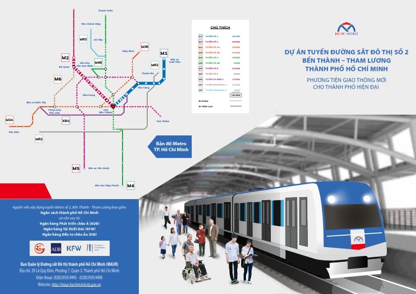 Bản đồ tuyến Metro số 2 (ảnh: Ban Quản lý Dự án đường sắt đô thị TP HCM)