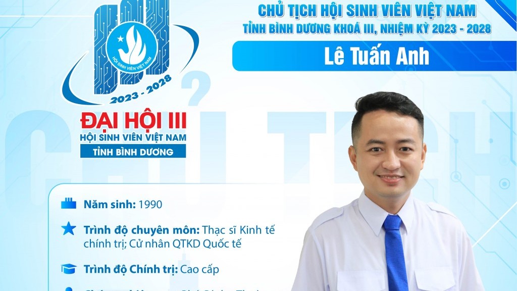 Đồng chí Lê Tuấn Anh đắc cử Chủ tịch Hội Sinh viên Việt Nam tỉnh Bình Dương