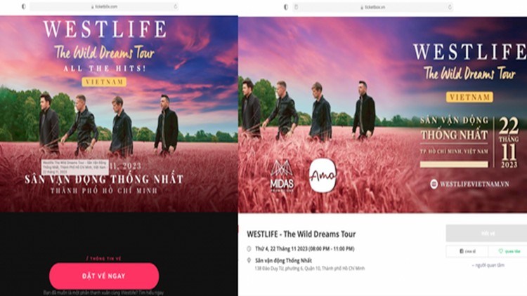 Cảnh báo thủ đoạn giả mạo website bán vé concert Westlife chiếm đoạt tài sản