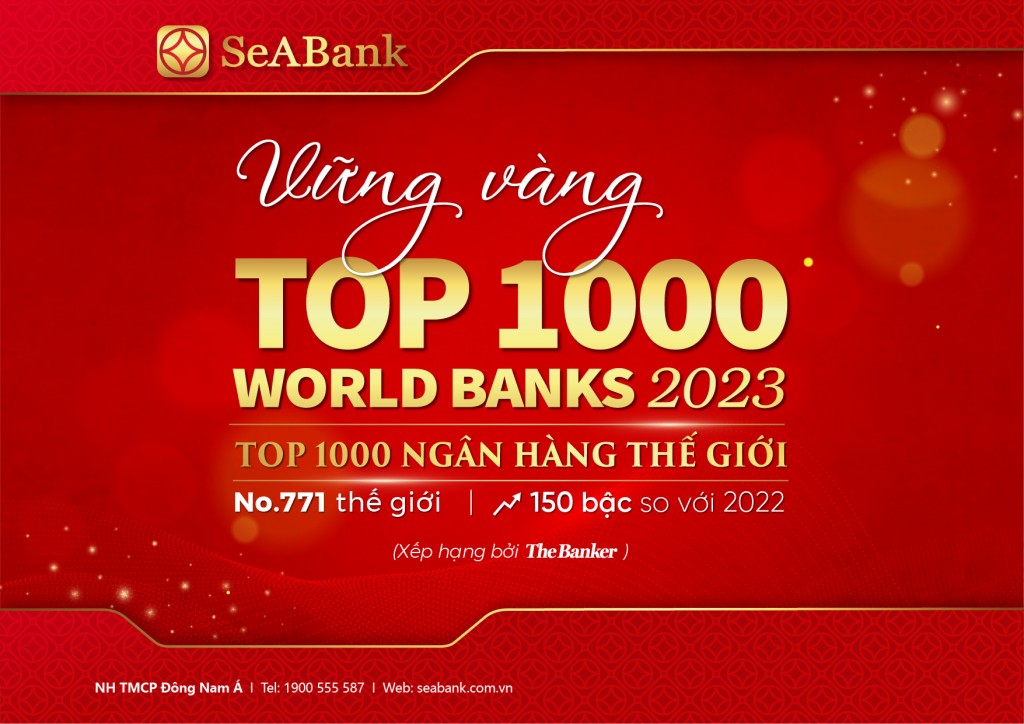 SeABank tăng 150 bậc trong bảng xếp hạng  “Top 1000 Ngân hàng thế giới”