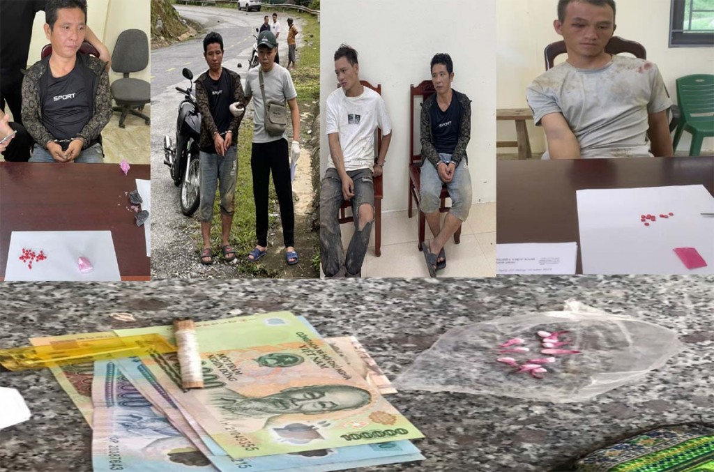 Các đối tượng mua bán ma túy bị Công an huyện Mường Lát bắt giữ.