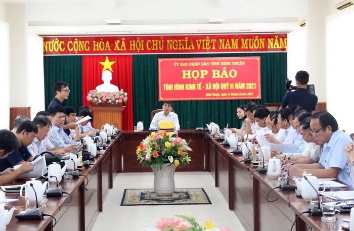 UBND tỉnh Ninh Thuận vừa tổ chức họp báo tình hình kinh tế - xã hội quý III năm 2023 (Nguồn ninhthuan.gov)