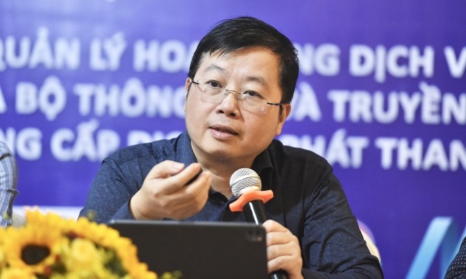 Ông Nguyễn Thanh Lâm, Thứ trưởng Bộ Thông tin và Truyền thông phát biểu tại Hội thảo về phát thanh truyền hình ngày 13/10 tại TP HCM