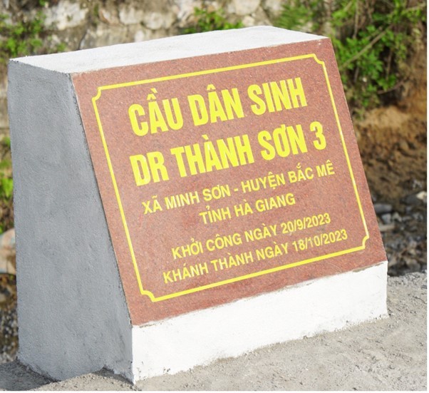 Cầu Dr Thành Sơn 03 được xây dựng tại thôn Bình Ba, xã Minh Sơn, huyện Bắc Mê, tỉnh Hà Giang