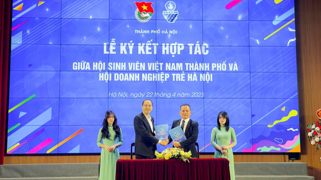 Lễ ký kết hợp tác giữa Hội Sinh viên thành phố và Hội Doanh nghiệp trẻ Hà Nội