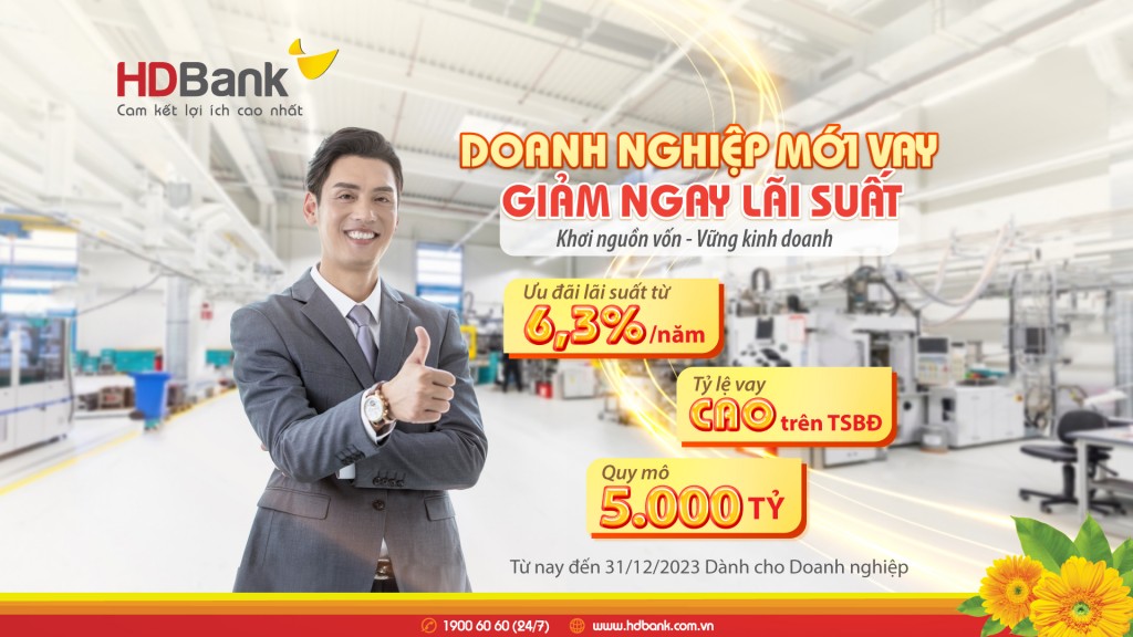 : HDBank ưu đãi lãi suất hấp dẫn cho khách hàng doanh nghiệp mới vay 