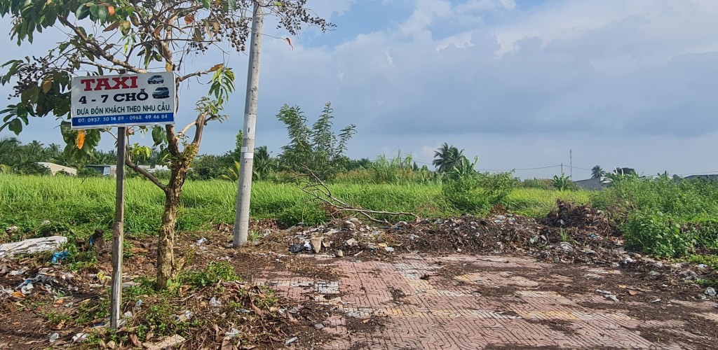 Phần lớn khu đất tái định cư đối diện Bệnh viện Phổi Vĩnh Long vẫn đang bị bỏ trống, chưa sử dụng tới