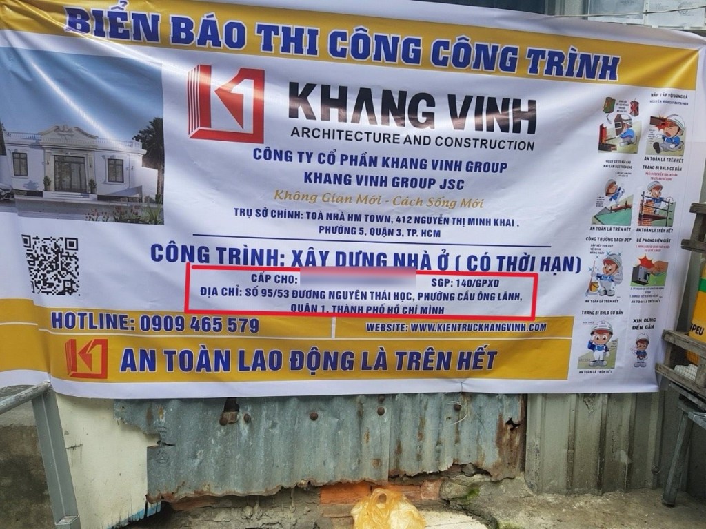 Địa chỉ trên điểm báo công trình và địa chỉ trên giấy phép xây dựng không trùng khớp với nhau