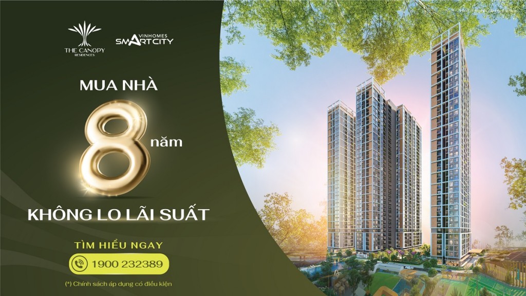 The Canopy Residences đưa ra Siêu chính sách “mua nhà 8 năm không lo lãi suất”vô cùng hấp dẫn cho khách hàng nhận nhà mà vẫn thảnh thơi tài chính tới 2031.