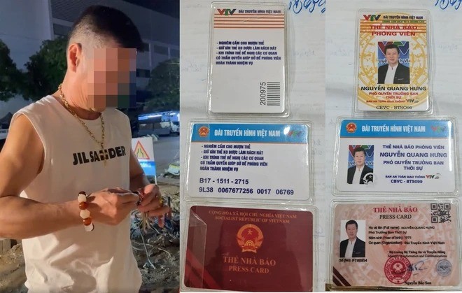 Nguyễn Quang Hưng cùng thẻ nhà báo giả