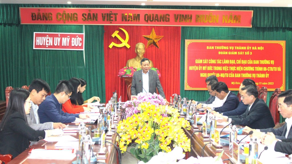 Phó Bí thư Thành ủy Nguyễn Văn Phong phát biểu chỉ đạo tại cuộc giám sát.