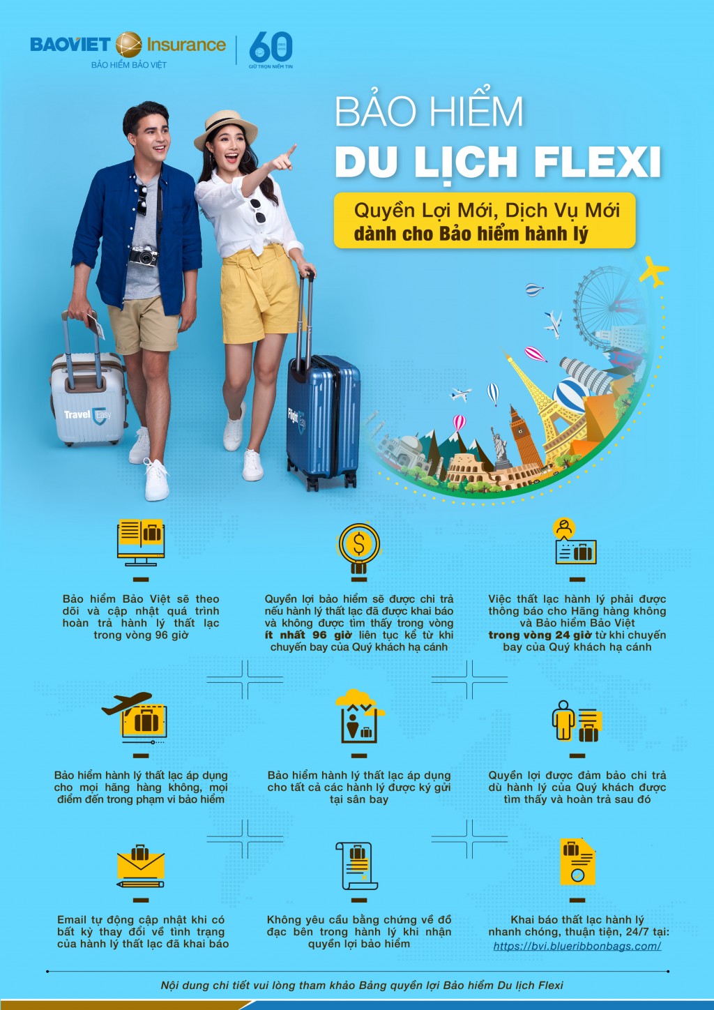 Gác mọi lo âu thất lạc hành lý vì đã có Bảo hiểm du lịch Flexi