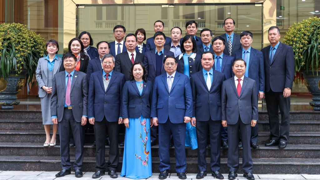 Thủ tướng Phạm Minh Chính và các đại biểu dự Hội nghị đánh giá kết quả thực hiện Quy chế về mối quan hệ công tác giữa Chính phủ và Tổng LĐLĐ Việt Nam