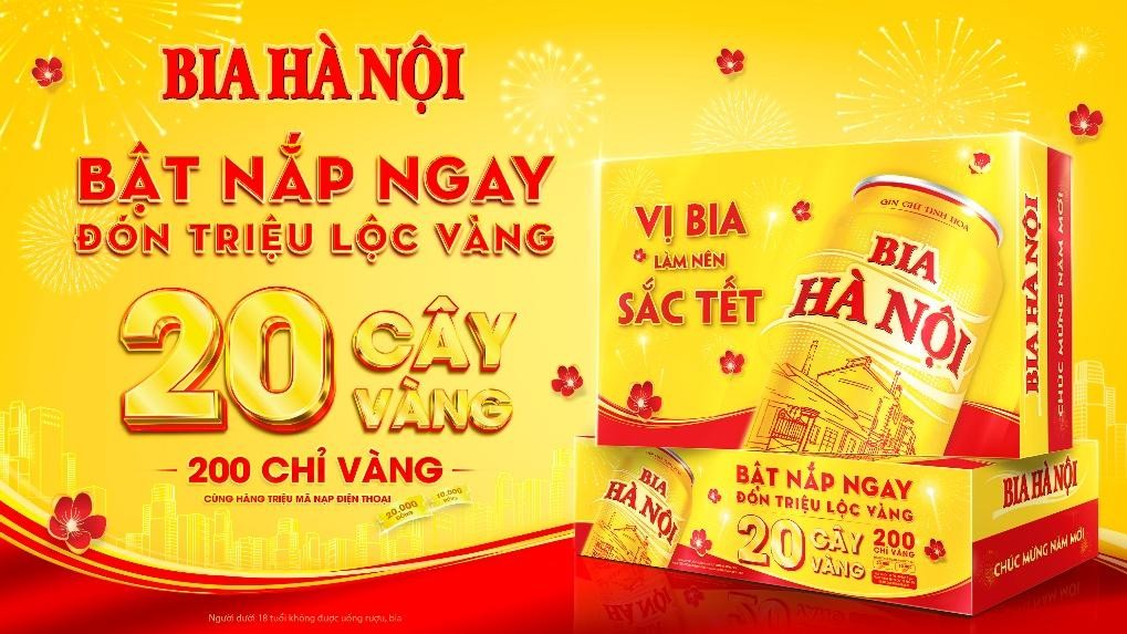 Chương trình khuyến mại “Bật nắp ngay đón triệu lộc vàng” của Bia Hà Nội Tết 2024