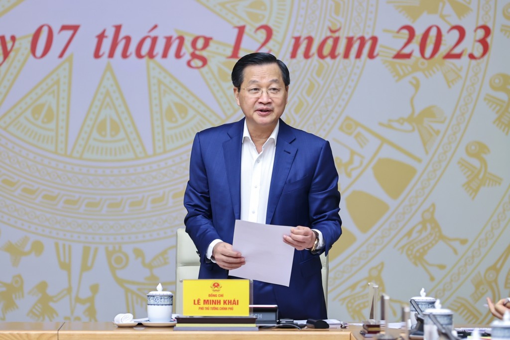 Phó Thủ tướng Lê Minh Khái phát biểu tại hội nghị - Ảnh: VGP/Nhật Bắc