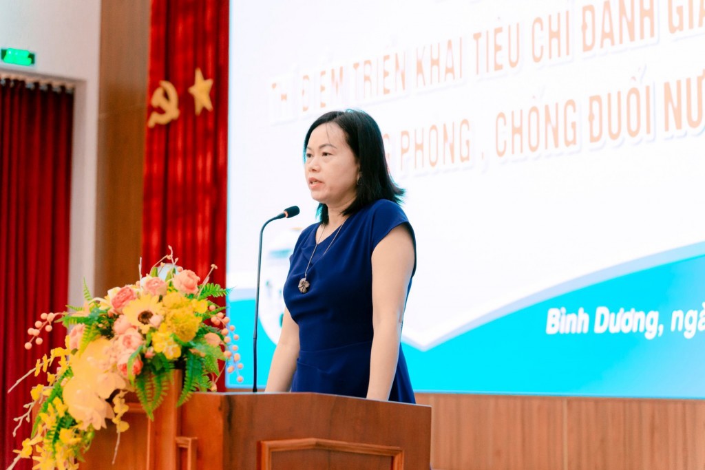 Bà Nguyễn Thị Chiên - Phó Trưởng phòng Thể dục Thể thao cho mọi người, Cục Thể dục Thể thao phát biểu Khai giảng Lớp tập huấn.