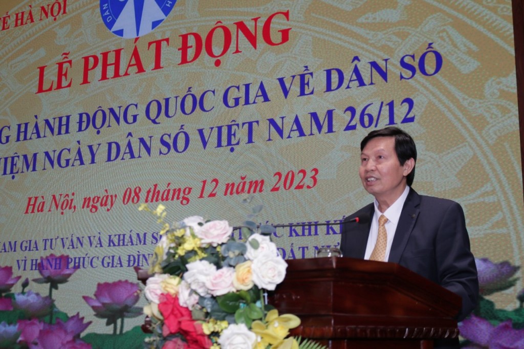 Phó Giám đốc Sở Y tế Hà Nội Trần Văn Chung phát biểu tại lễ phát động.