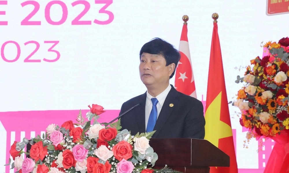 Ông Võ Văn Minh, Chủ tịch UBND tỉnh Bình Dương phát biểu tại chương trình
