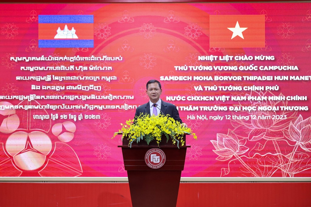 Thủ tướng Campuchia Hun Manet khẳng định tầm quan trọng của hợp tác giáo dục, đào tạo nhân lực, giao lưu nhân dân trong quan hệ hai nước - Ảnh: VGP/Nhật Bắc
