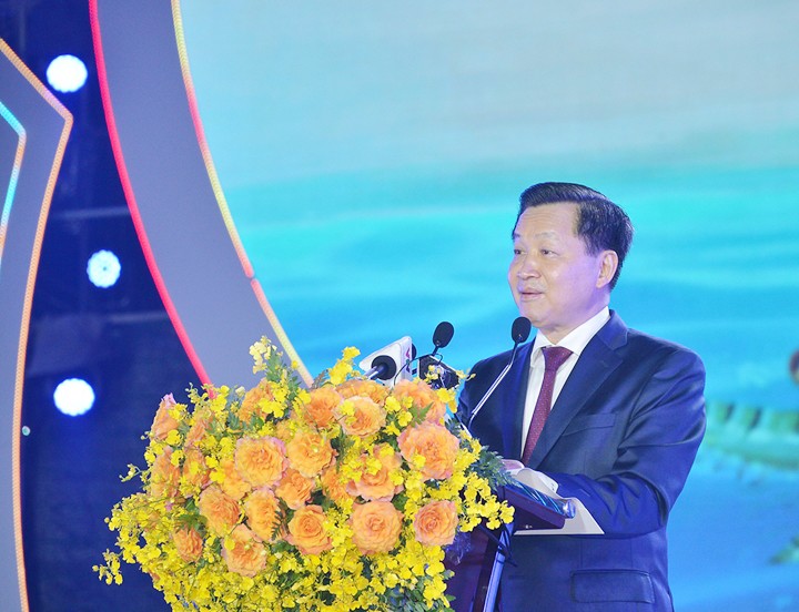 Phó Thủ tướng Lê Minh Khái phát biểu tại lễ khai mạc. 