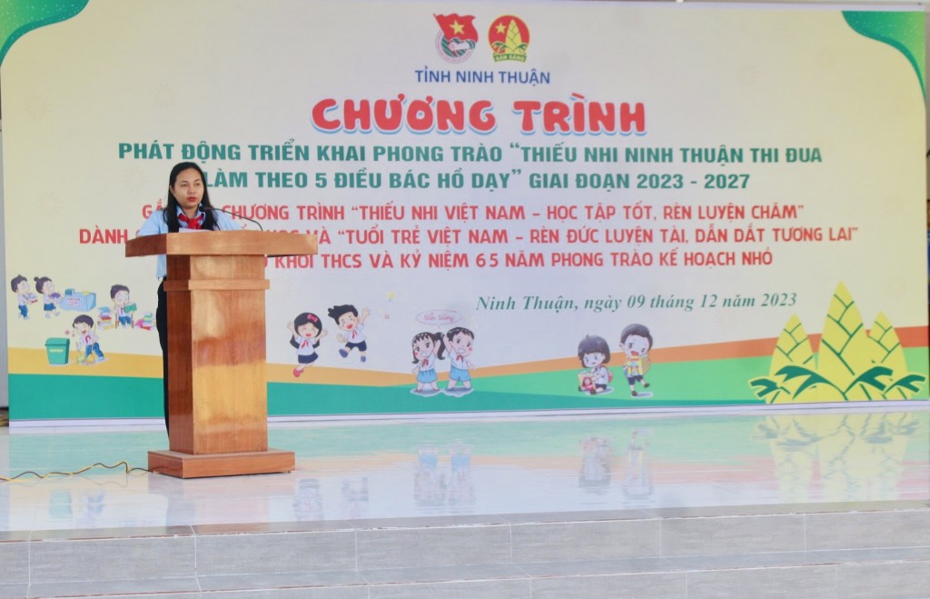 Ninh Thuận phát động thiếu nhi thi đua làm theo lời Bác