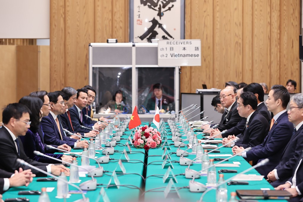 Hai Thủ tướng đánh giá cao những tiến triển tích cực trong nhiều dự án hợp tác kinh tế trọng điểm giữa hai nước thời gian qua - Ảnh: VGP/Nhật Bắc