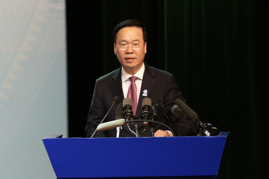 Đồng chí Võ Văn Thưởng,  Uỷ viên Bộ Chính trị, Chủ tịch nước phát biểu tại Đại hội Hội Sinh viên Việt Nam lần thứ XI