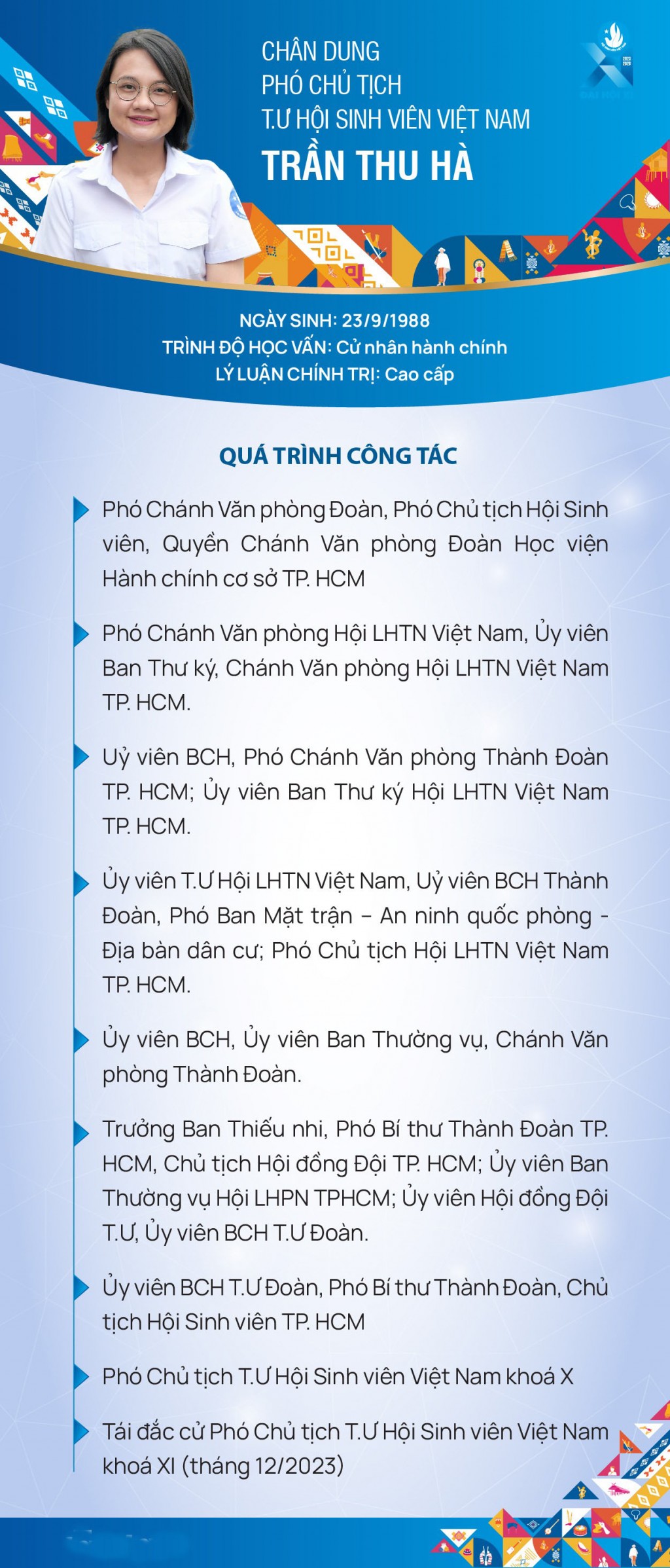 Chân dung Phó Chủ tịch T.Ư Hội Sinh viên Việt Nam Trần Thu Hà