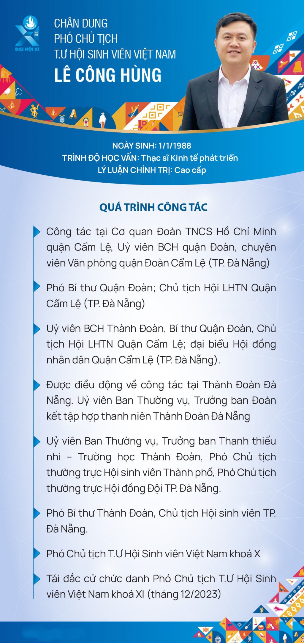 Chân dung Phó Chủ tịch T.Ư Hội Sinh viên Việt Nam Lê Công Hùng