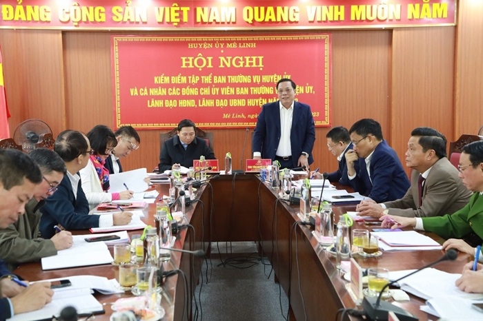 Đồng chí Nguyễn Hải Trung, Ủy viên Ban Thường vụ Thành ủy, Giám đốc Công an thành phố Hà Nội phát biểu chỉ đạo tại Hội nghị