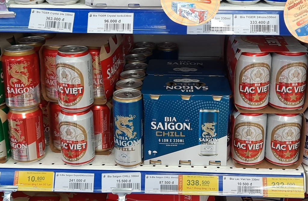 Các sản phẩm bia Saigon của Sabeco bày bán trên thị trường