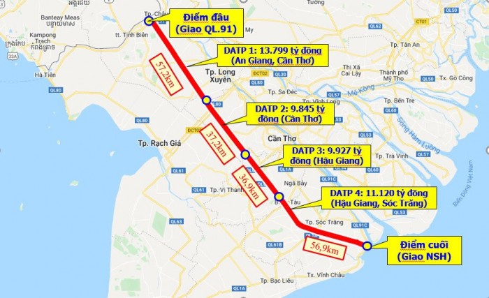 Tuyến cao tốc Châu Đốc – Cần Thơ – Sóc Trăng dài 188km được khởi công vào tháng 6/2023 dự kiến hoàn thành vào năm 2025