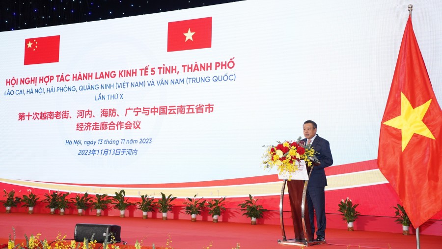 Chủ tịch UBND TP Hà Nội Trần Sỹ Thanh phát biểu tại Hội nghị Hợp tác Hành lang kinh tế 5 tỉnh, TP Việt Nam - Trung Quốc