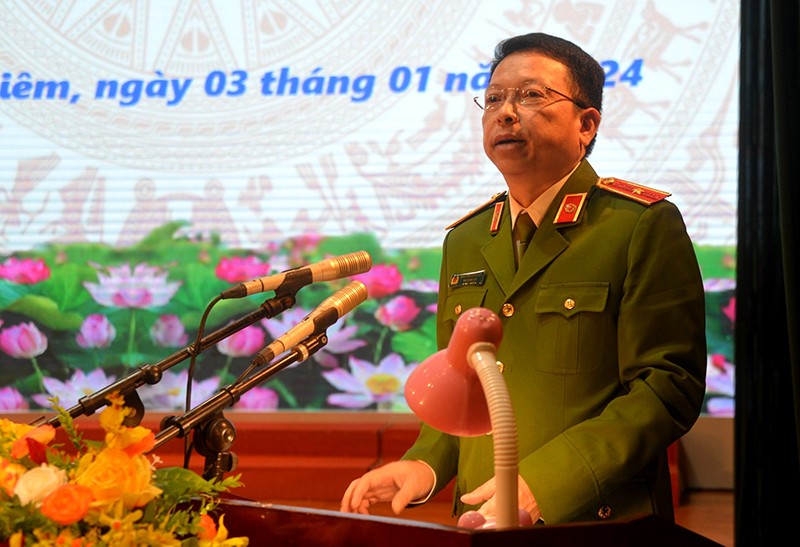 Thiếu tướng Nguyễn Hồng Ky, Phó Giám đốc Công an TP phát biểu chỉ đạo tại hội nghị