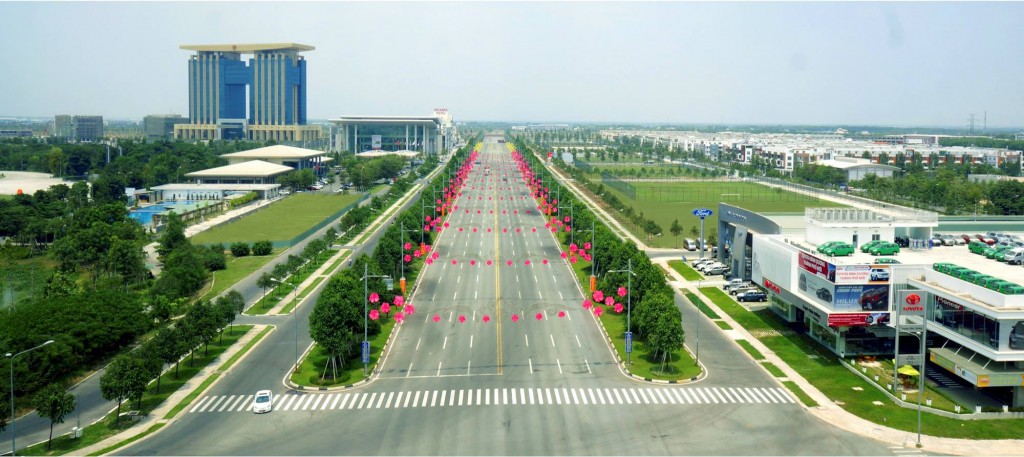 Đại lộ Hùng Vương- đường dẫn vào Trung tâm hành chính tỉnh Bình Dương