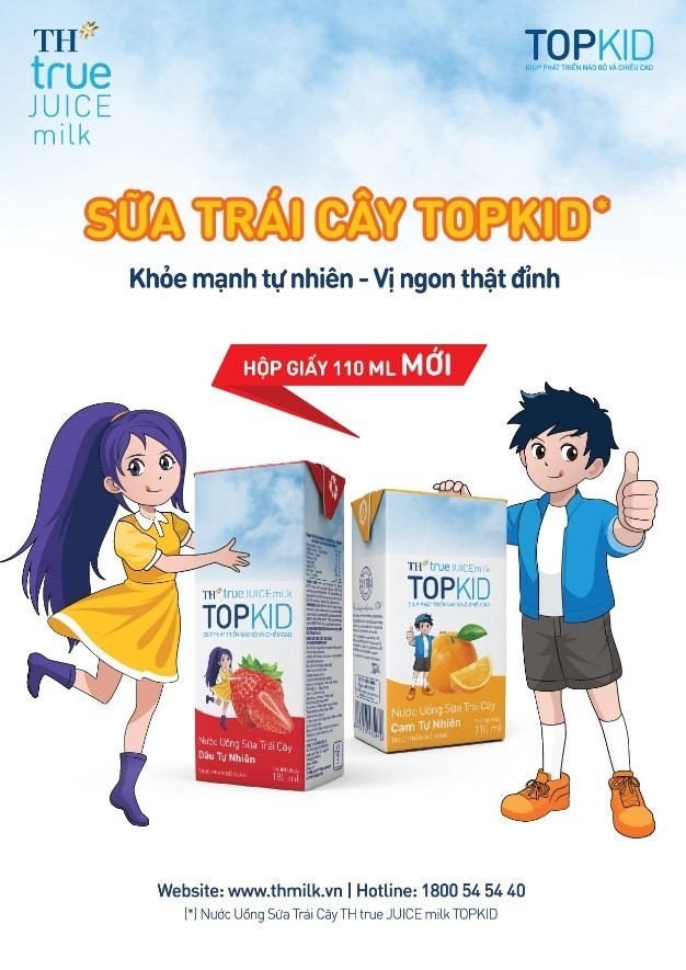 Tập đoàn TH ra mắt nước uống sữa trái cây TH true Juice Milk topkid 110ml