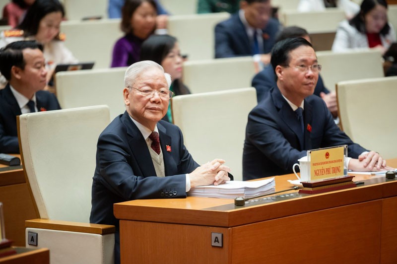 Tổng Bí thư Nguyễn Phú Trọng và các đại biểu tham dự phiên khai mạc Kỳ họp bất thường lần thứ 5, Quốc hội khóa XV.