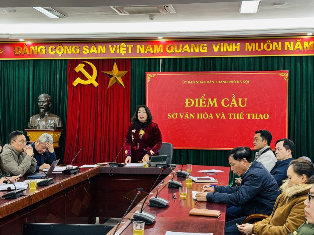 Đồng chí Trần Thị Vân Anh - Phó Giám đốc Sở Văn hóa và Thể thao Hà Nội kết luận hội nghị.
