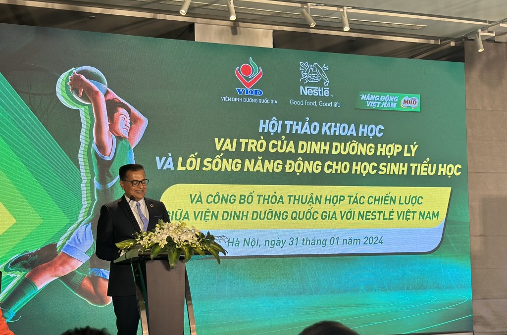Ông Binu Jacob, Tổng giám đốc Nestlé Việt Nam phát biểu tại Hội thảo