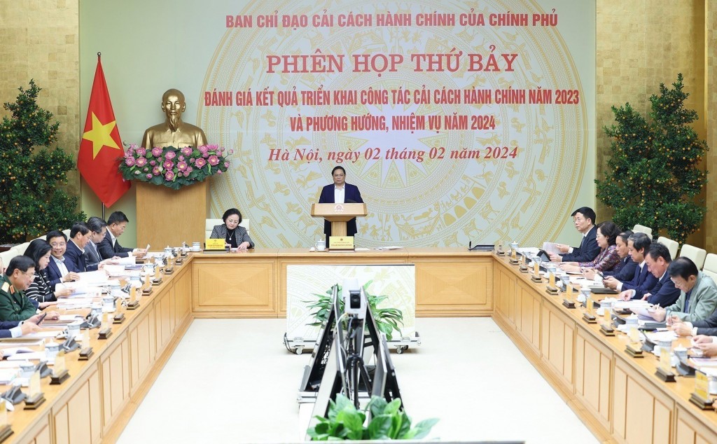 Quang cảnh phiên họp tại điểm cầu Chính phủ.