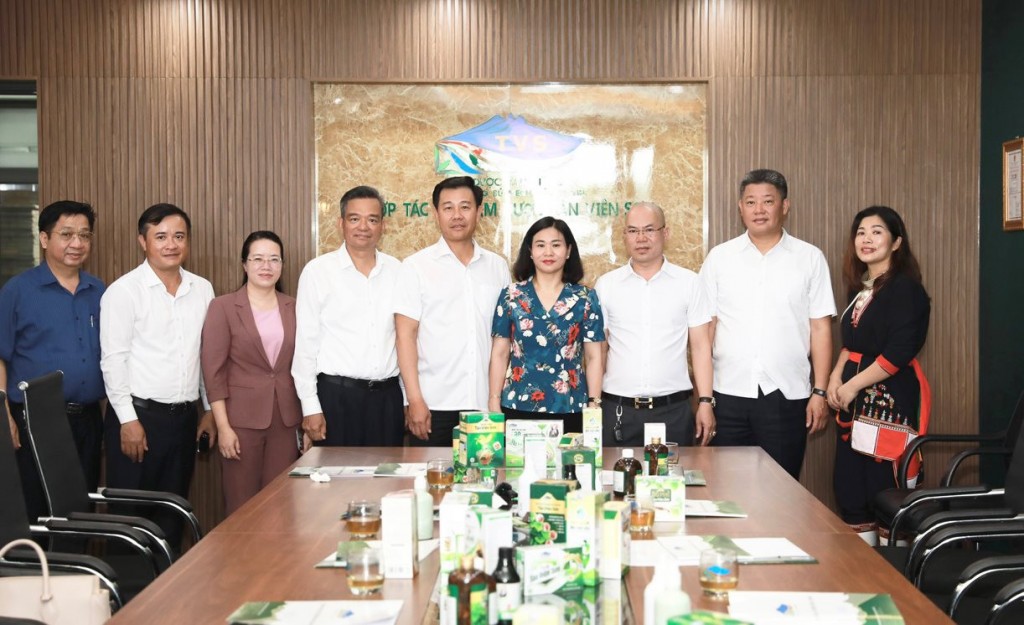 Phó Bí thư Thường trực Thành ủy Hà Nội Nguyễn Thị Tuyến cùng các đồng chí lãnh đạo thành phố thăm Hợp tác xã Nam dược Tản Viên Sơn (huyện Ba Vì)